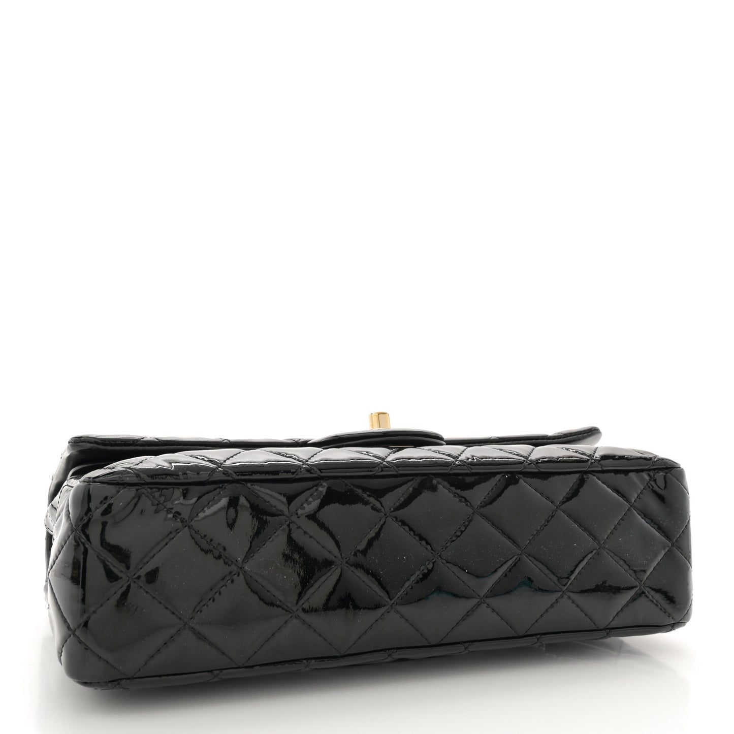 Patent Quilted Medium Double Flap Black