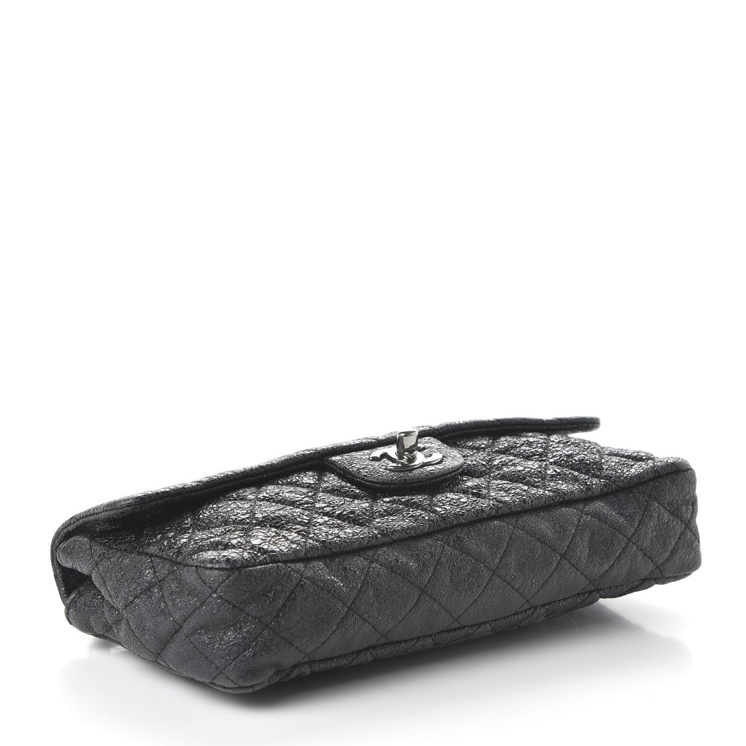 Chanel Crackled Calfskin Quilted East West Flap Black 4 of 10