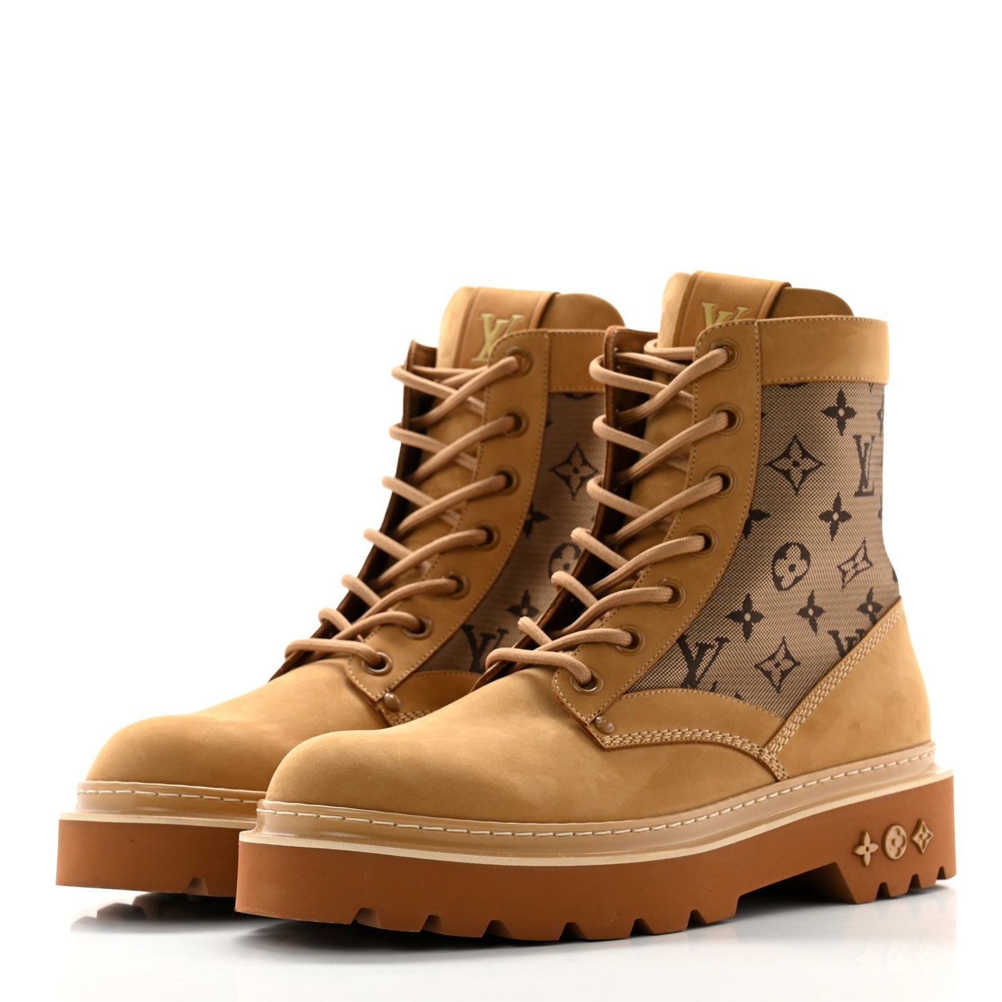 Nubuck Monogram Jacquard Mens Ranger Ankle Boots 10.5 Beige