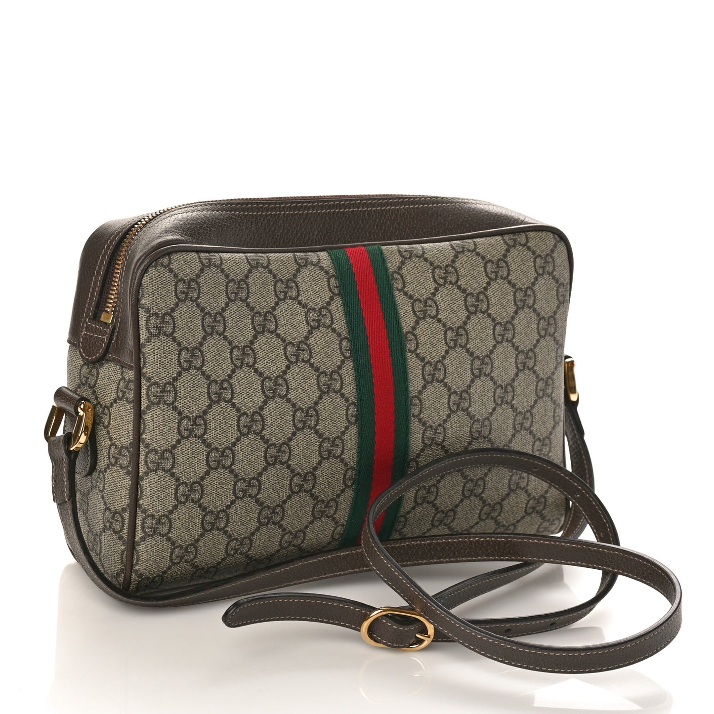 GG Supreme Monogram Web Small Ophidia Shoulder Bag Brown