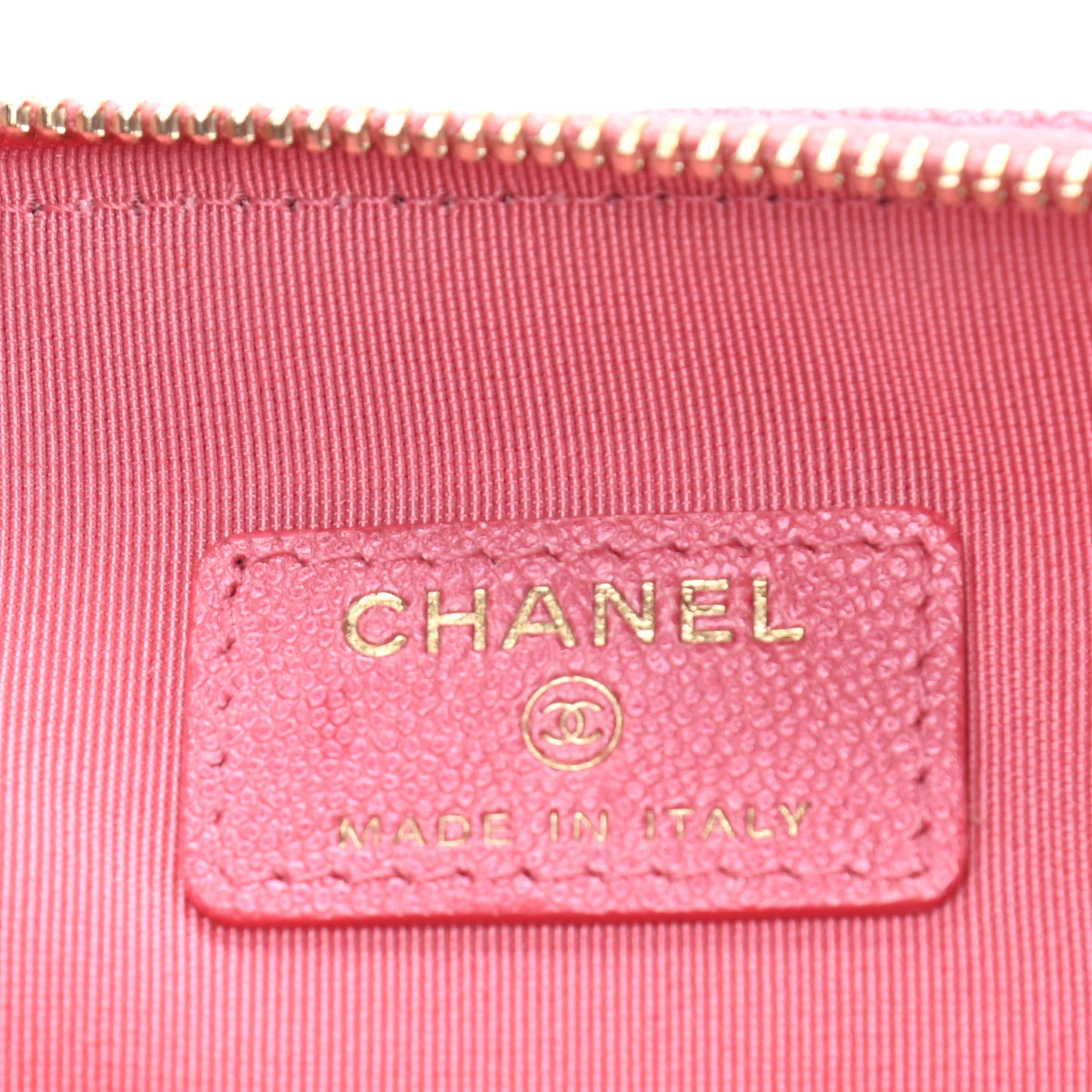 Iridescent Caviar Quilted Large Flap Cosmetic Case Pink