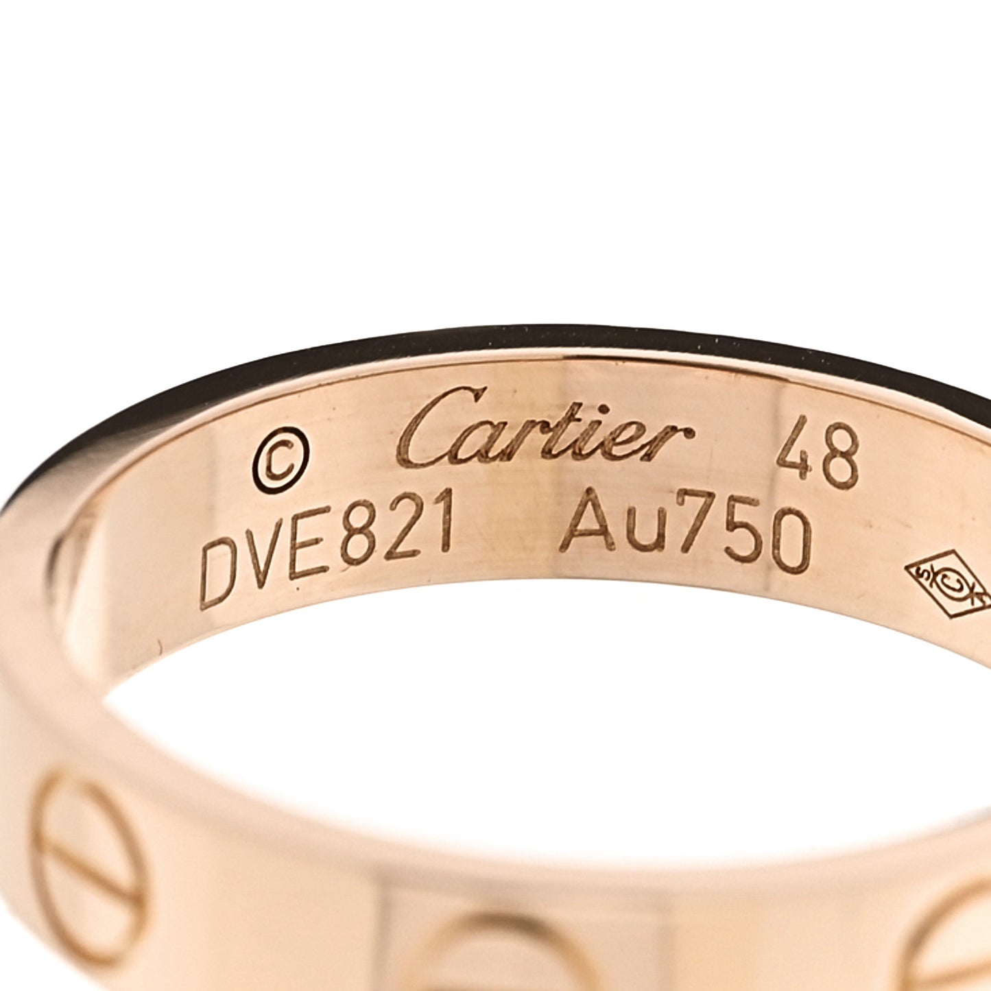 18K Pink Gold 3.5mm LOVE Wedding Band Ring 48 4.5