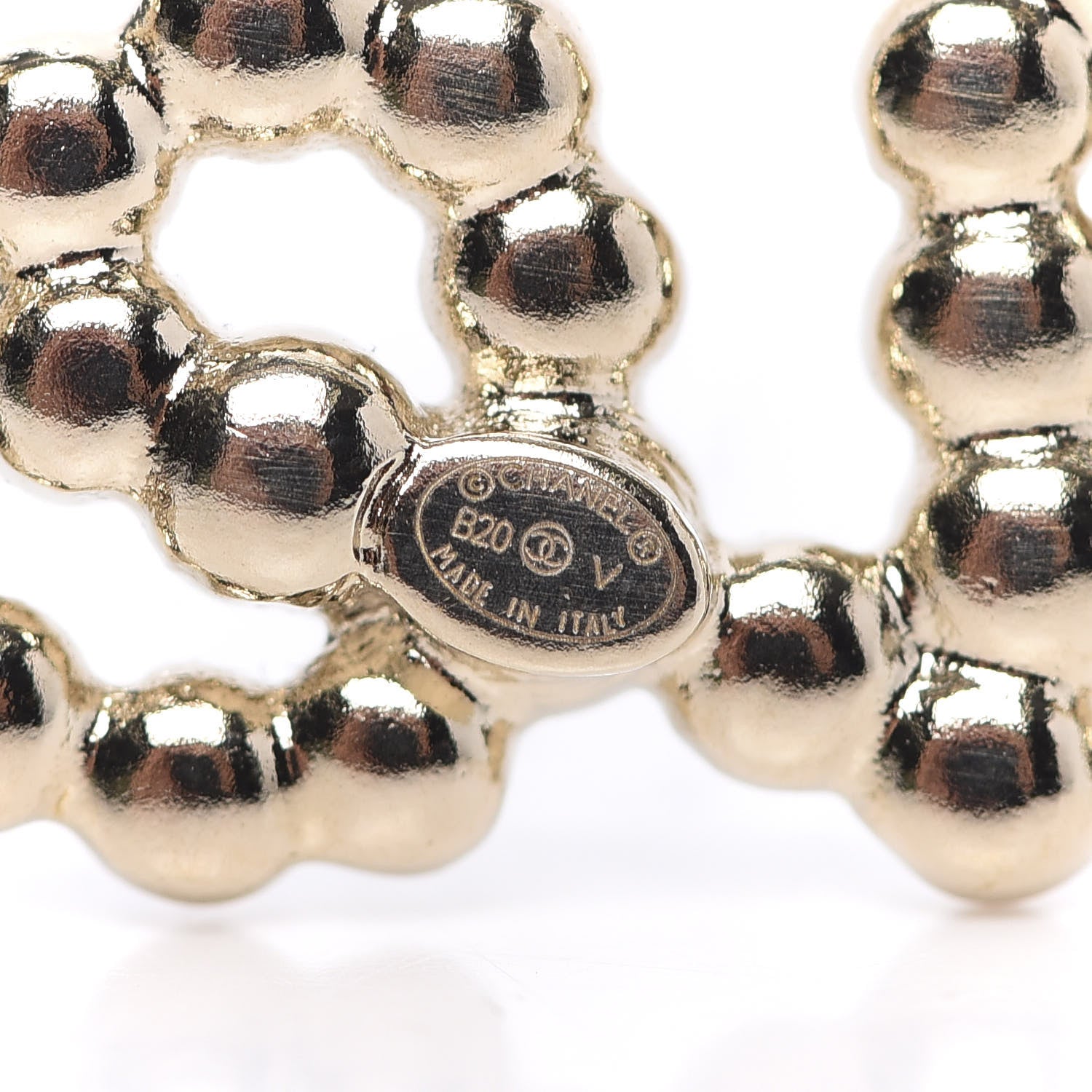 Chanel Metal Glass Swirling Pearls Brooch Pin Gold 3 of 4