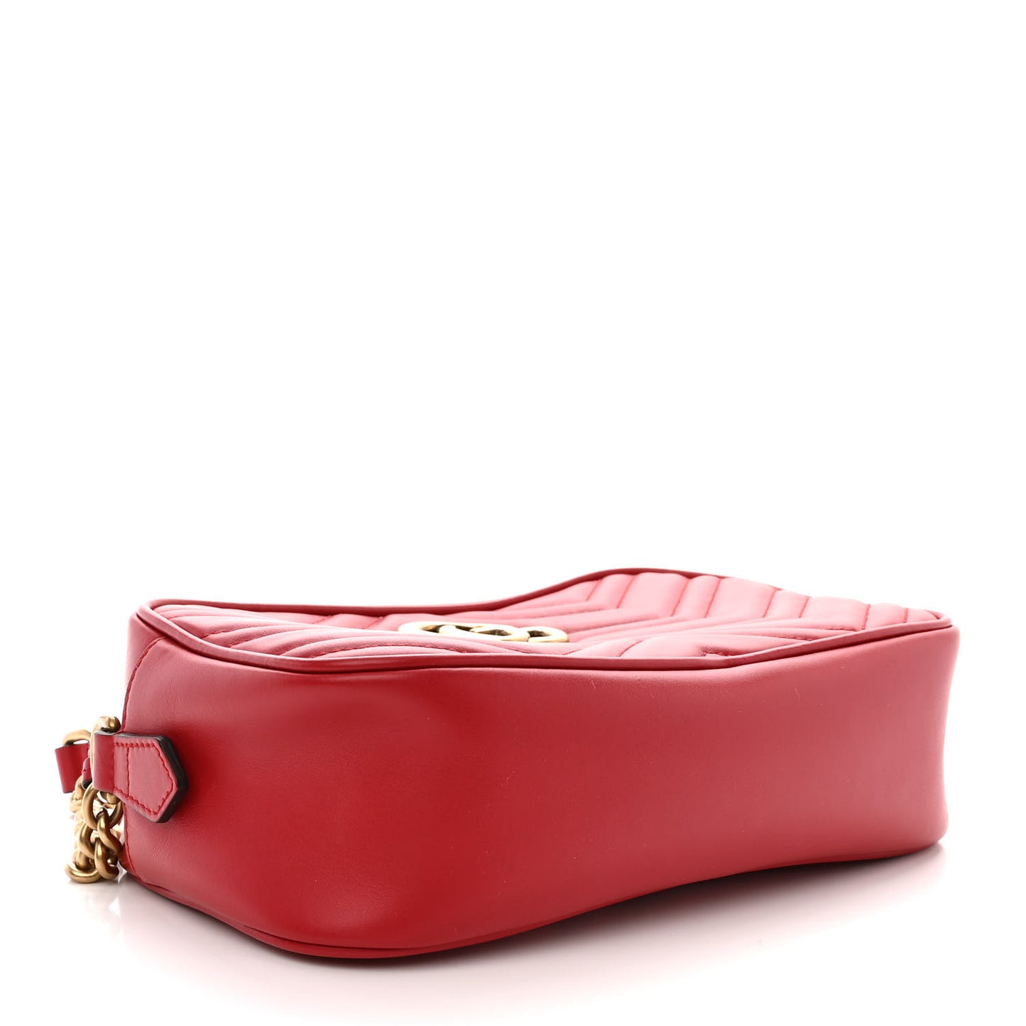 Calfskin Matelasse Small GG Marmont Chain Shoulder Bag Hibiscus Red