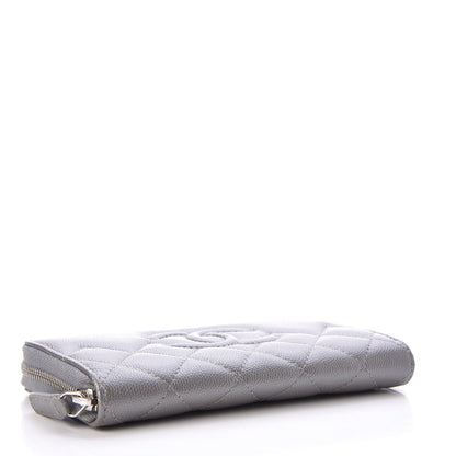 Chanel Metallic Caviar Quilted Medium Zip Around Wallet Silver 4 of 9