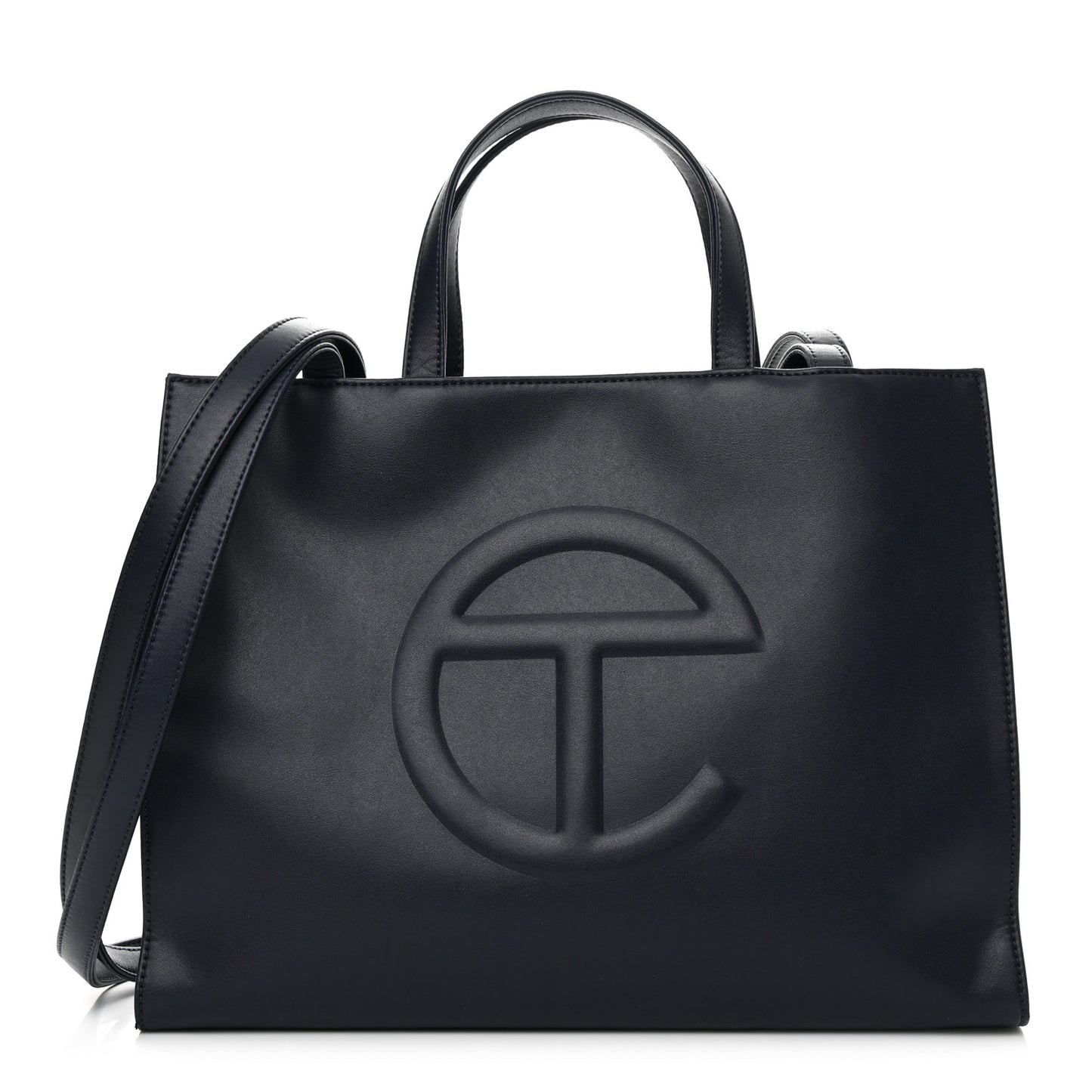 Vegan Leather Medium Shopping Bag Navy