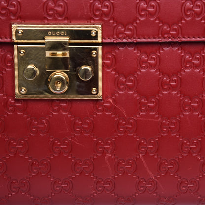 Gucci Guccissima Signature Medium Padlock Top Handle Bag Hibiscus Red 14 of 18