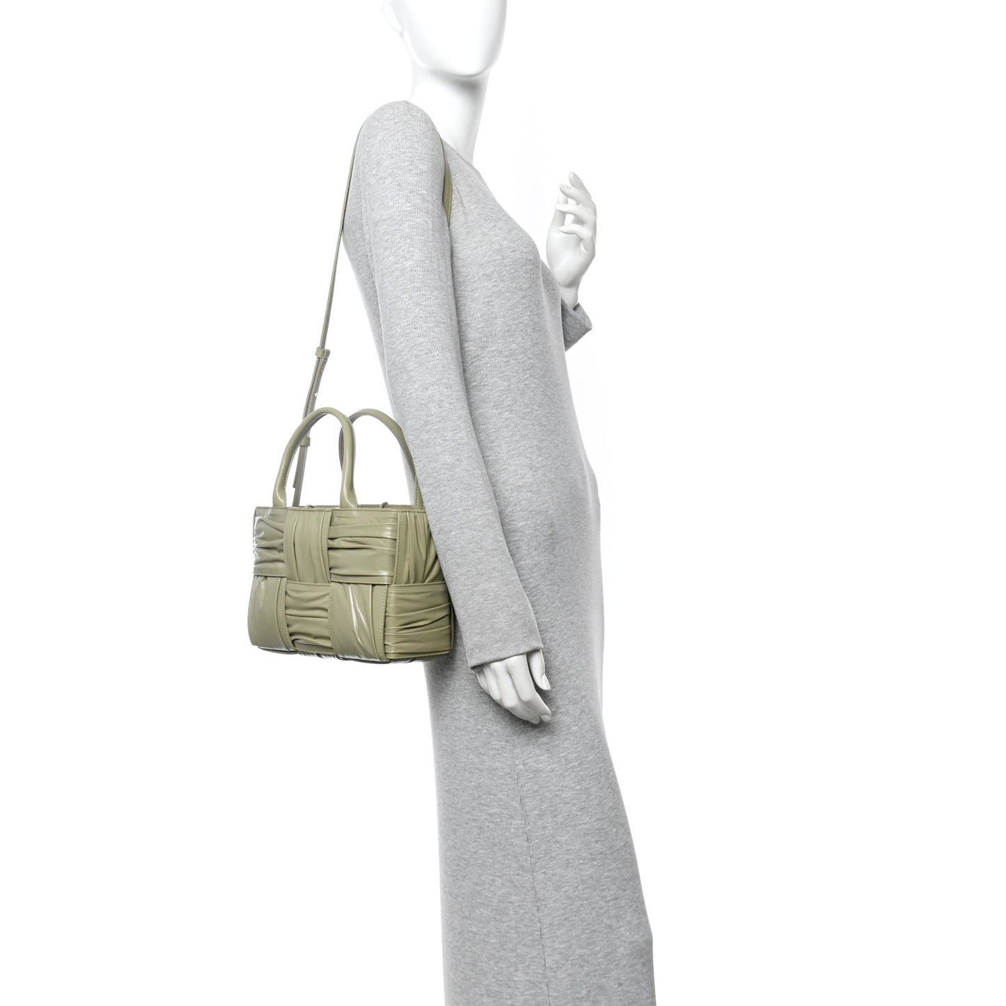 Foulard Intrecciato Pleated Arco Tote Travertine
