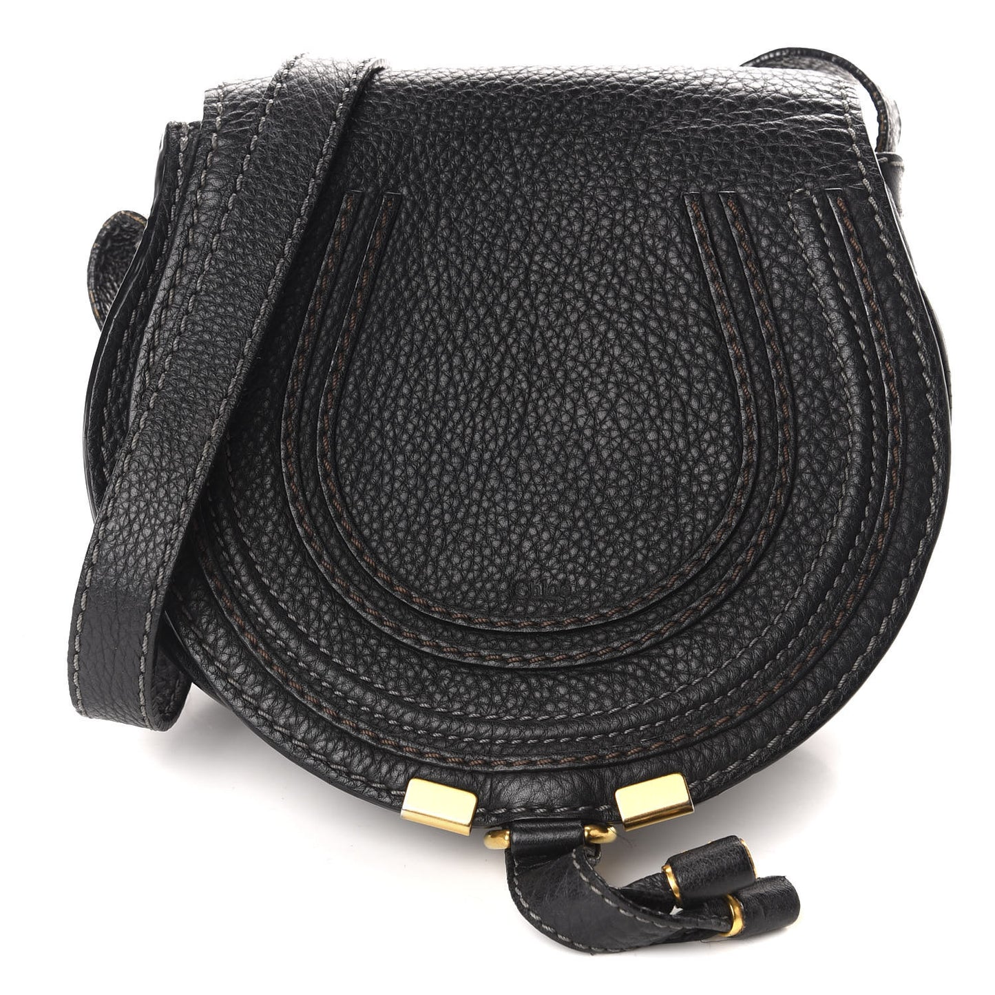 Calfskin Mini Marcie Round Crossbody Bag Black