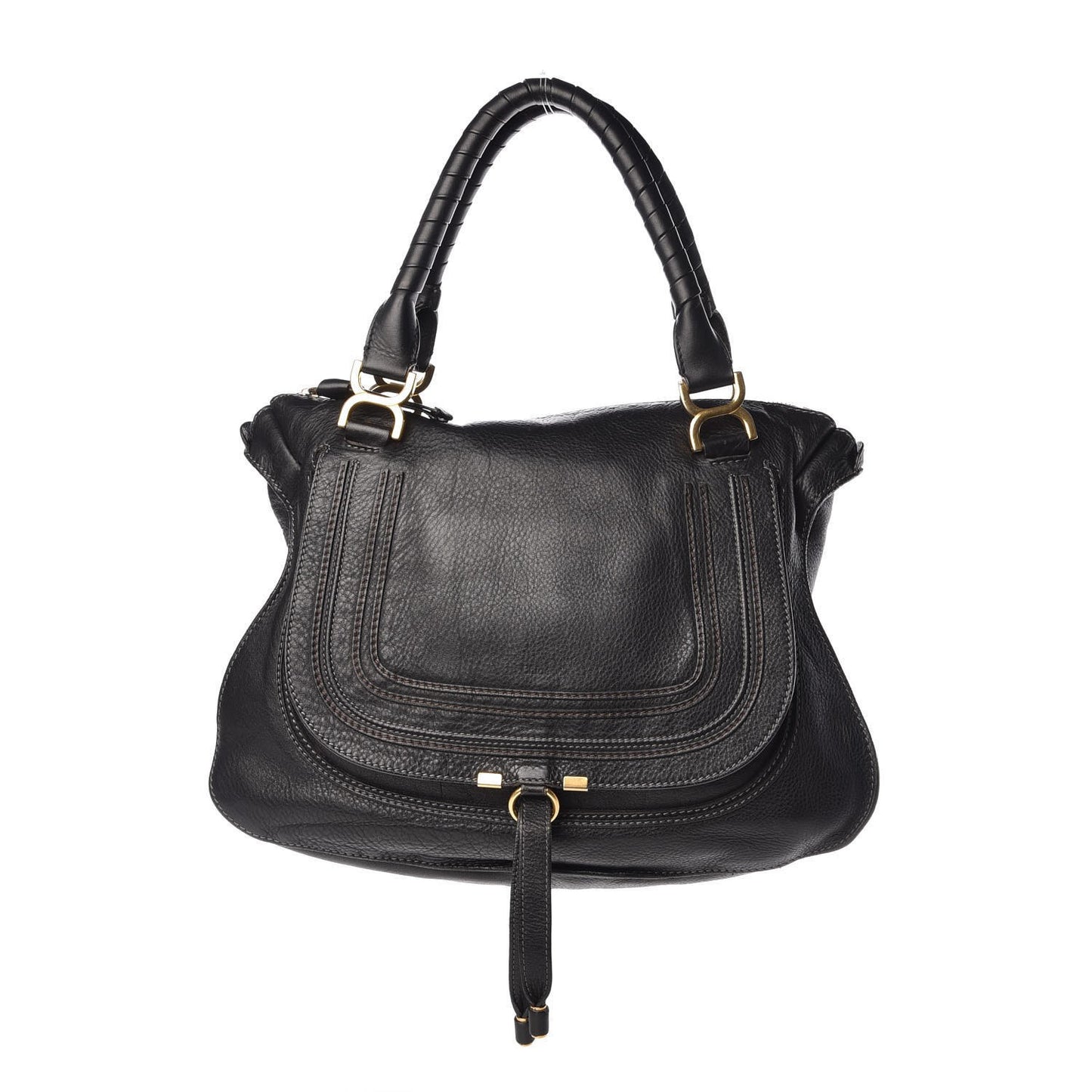 Calfskin Large Marcie Satchel Black