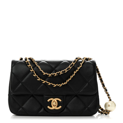 Chanel Lambskin Quilted Pearl Small Flap Black 1 of 11