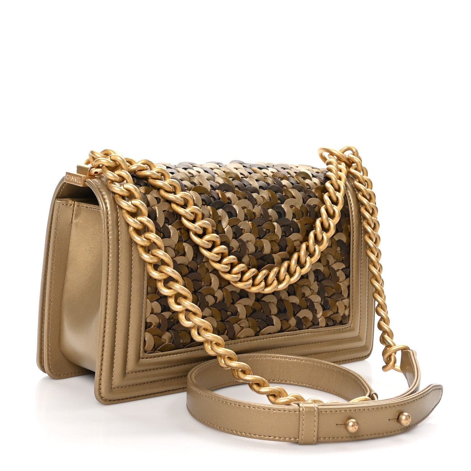 Chanel Metallic Lambskin Medium Scaled Boy Flap Gold 3 of 11