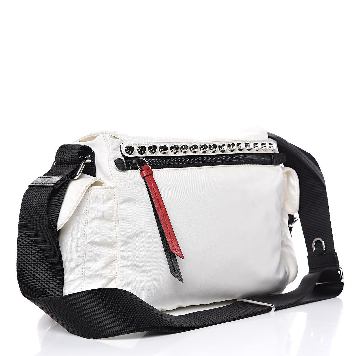 Nylon New Vela Studded Messenger White Fuoco