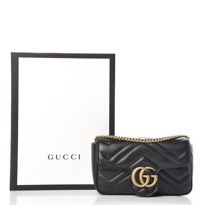 Gucci Calfskin Matelasse Super Mini GG Marmont Shoulder Bag Black 7 of 7