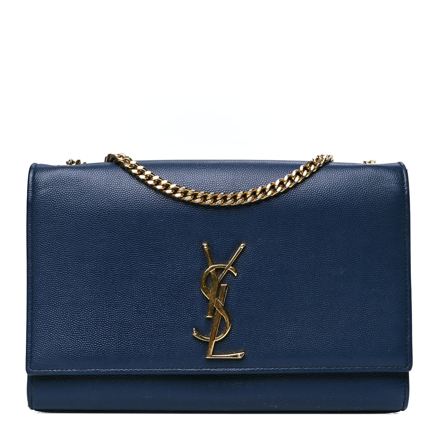 Grain De Poudre Medium Classic Monogram Kate Satchel Denim Blue