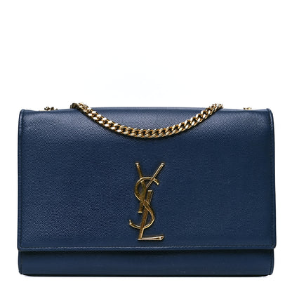 Saint Laurent Grain De Poudre Medium Classic Monogram Kate Satchel Denim Blue 1 of 7