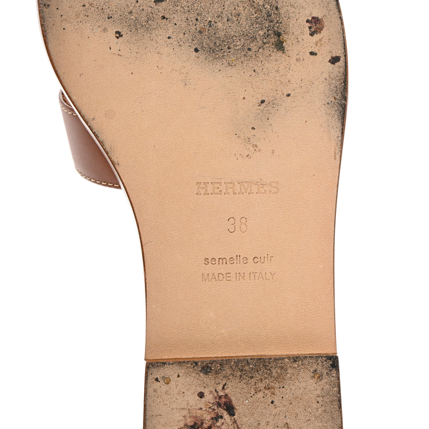 Hermes Box Calfskin Oran Sandals 38 Gold 8 of 10
