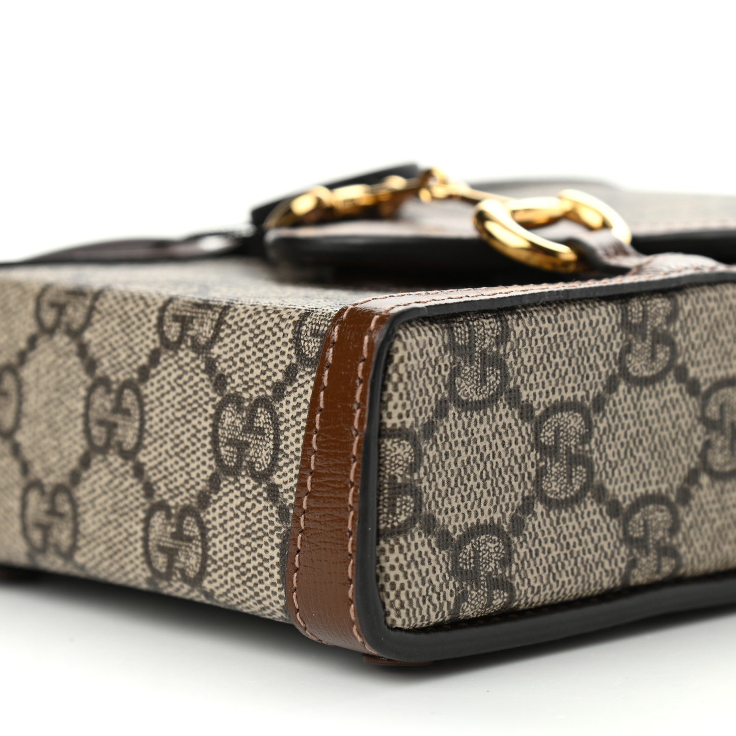 GG Supreme Monogram Mini Horsebit 1955 Crossbody Bag Beige Brown Sugar