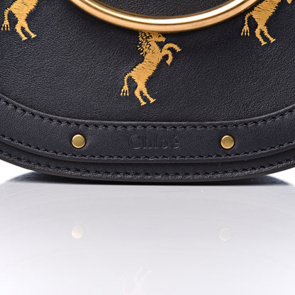 Chloe Calfskin Little Horses Embroidered Small Nile Bracelet Bag Full Blue 8 of 10