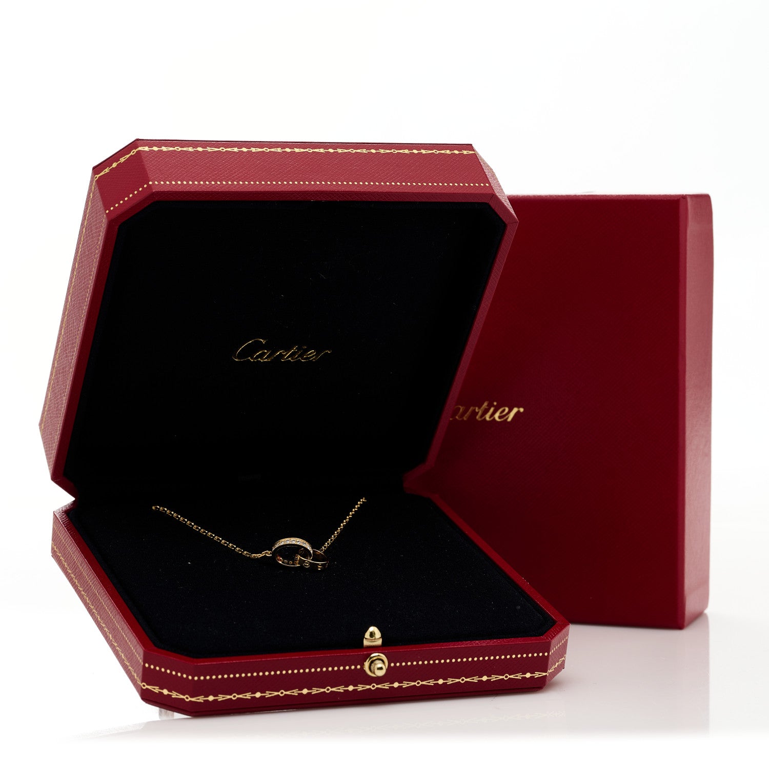 Cartier 18K Yellow Gold Diamond Interlocking LOVE Necklace 7 of 7