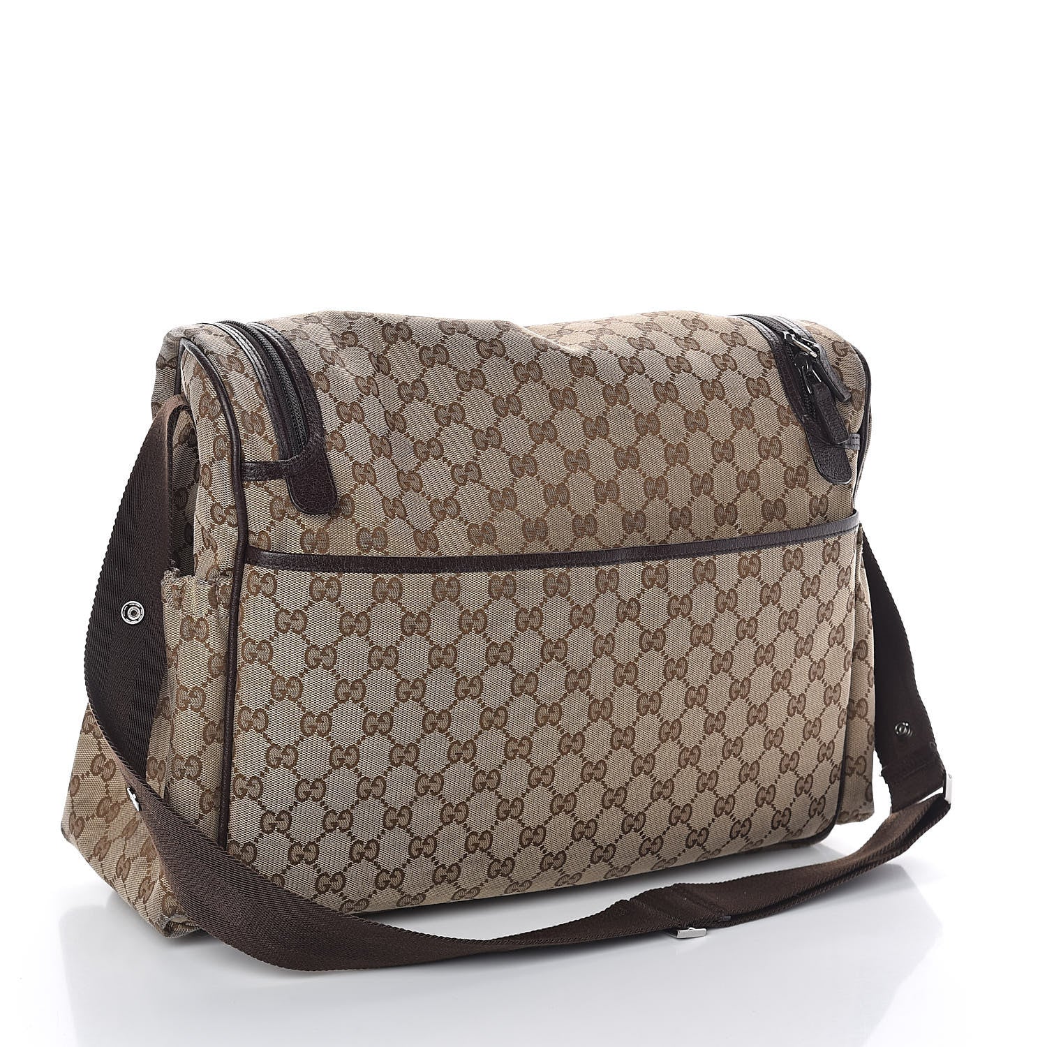 Gucci Monogram Natural Pigskin Large Diaper Bag Beige Ebony Cocoa Dark Chocolate 3 of 8
