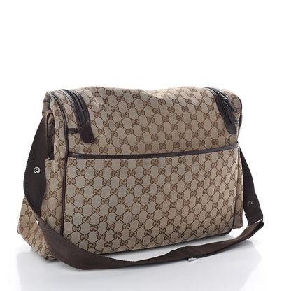 Gucci Monogram Natural Pigskin Large Diaper Bag Beige Ebony Cocoa Dark Chocolate 3 of 8