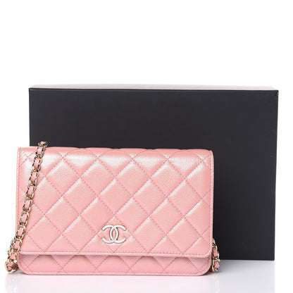 Chanel Iridescent Caviar Quilted Wallet on Chain WOC Pink 12 of 12