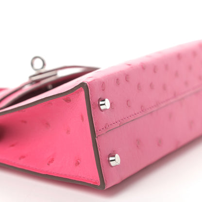 Hermes Ostrich Kelly Sellier Mini 20 Rose Tyrien 7 of 33