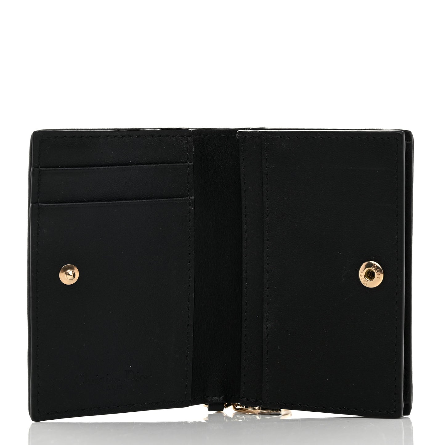 Lambskin Cannage Small Lady Dior Flap Card Holder Black