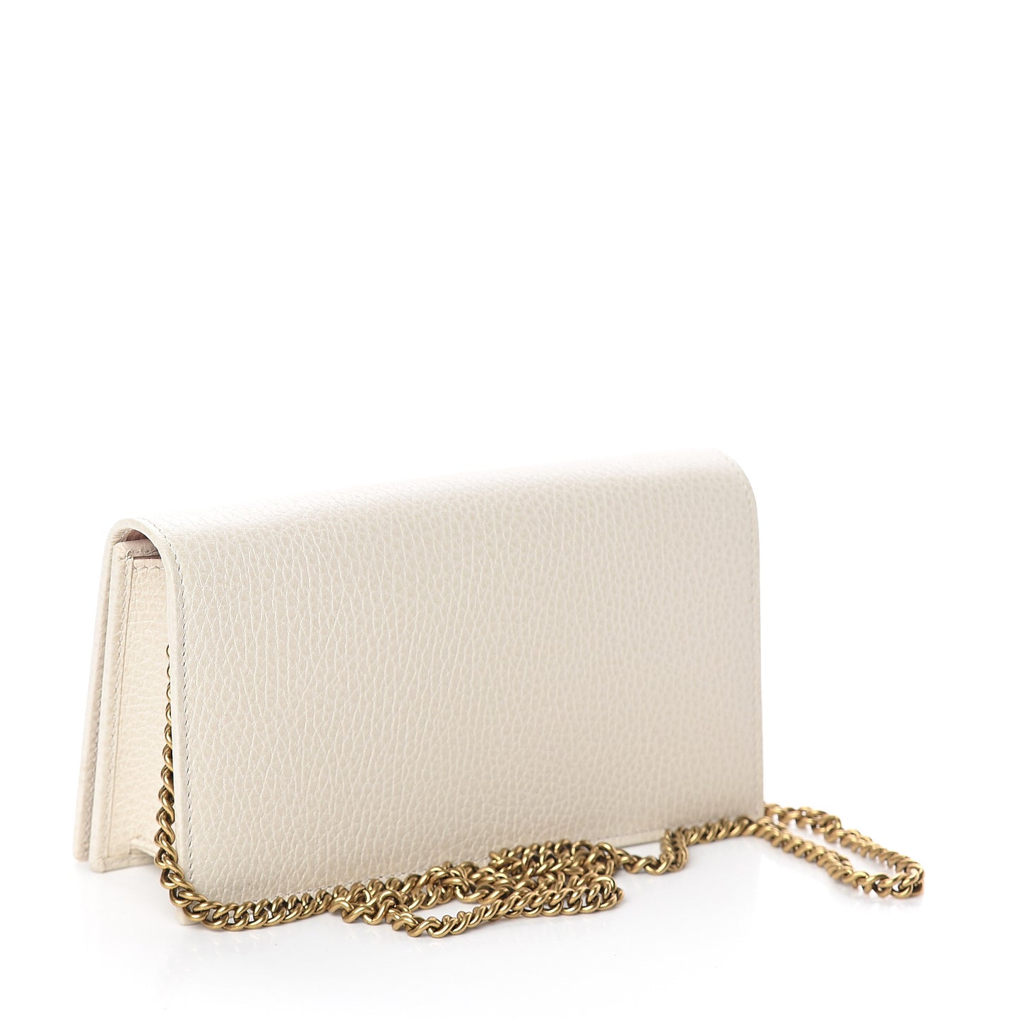 Calfskin GG Marmont Bow Chain Wallet White