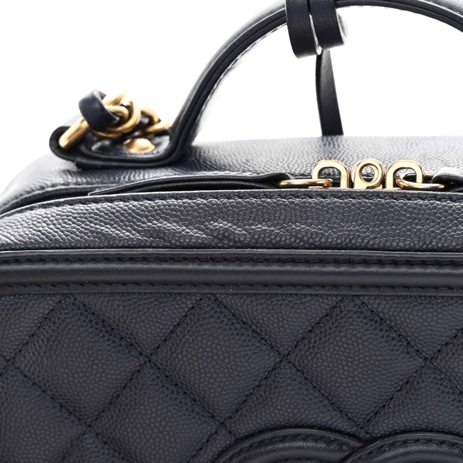 Chanel Caviar Quilted Medium CC Filigree Vanity Case Navy 15 of 18