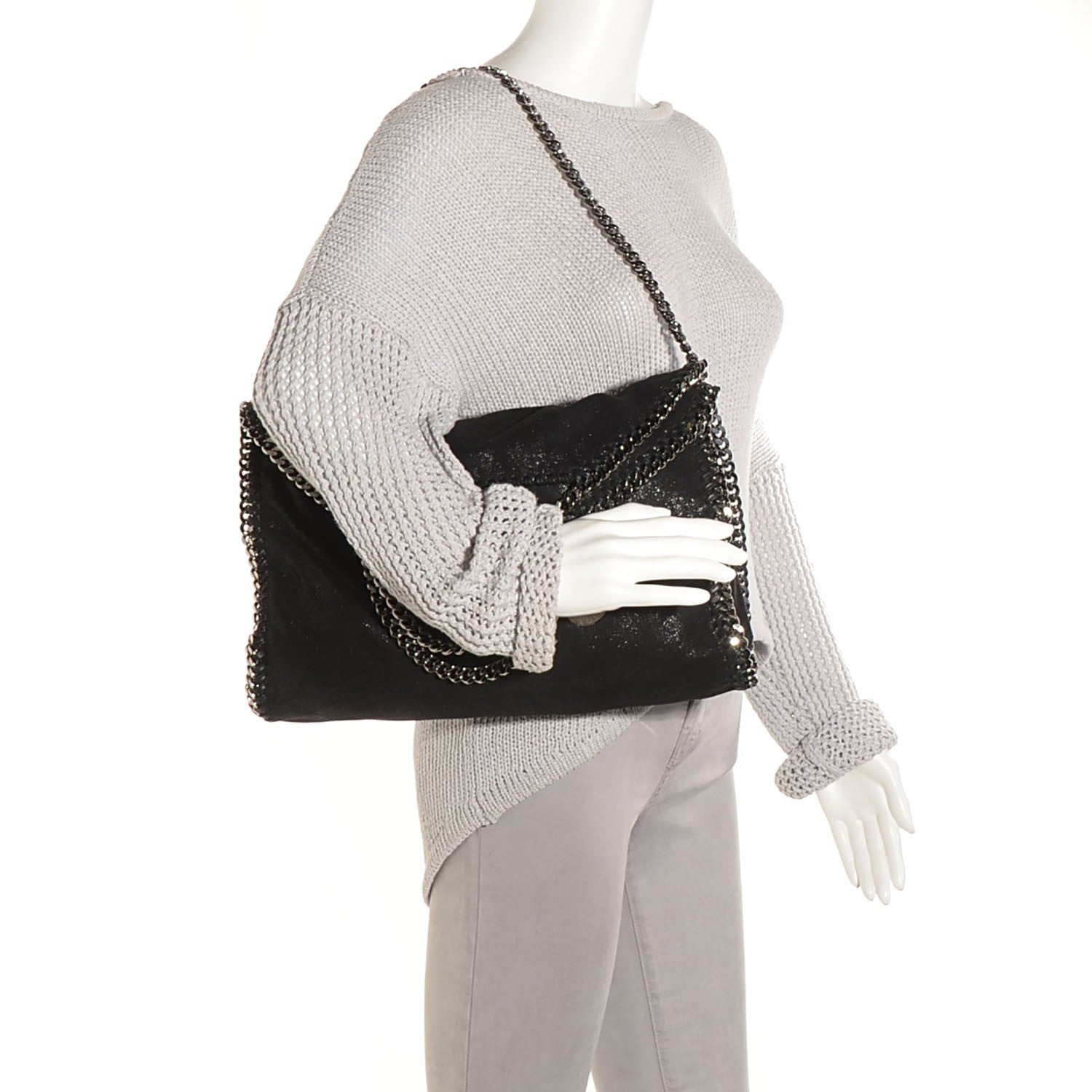 Stella McCartney Shaggy Deer Small Falabella Fold Over Tote Black 2 of 6
