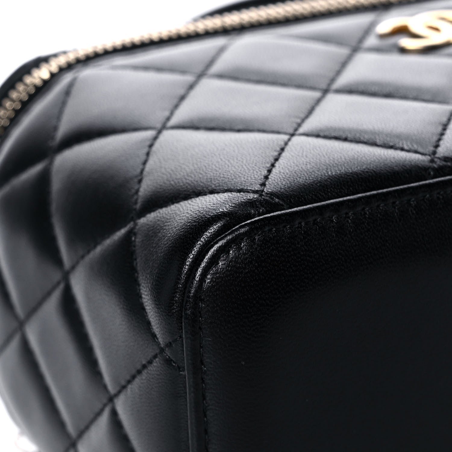Chanel Lambskin Quilted Small Top Handle Vanity Case With Chain Black 9 of 14