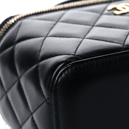Chanel Lambskin Quilted Small Top Handle Vanity Case With Chain Black 9 of 14