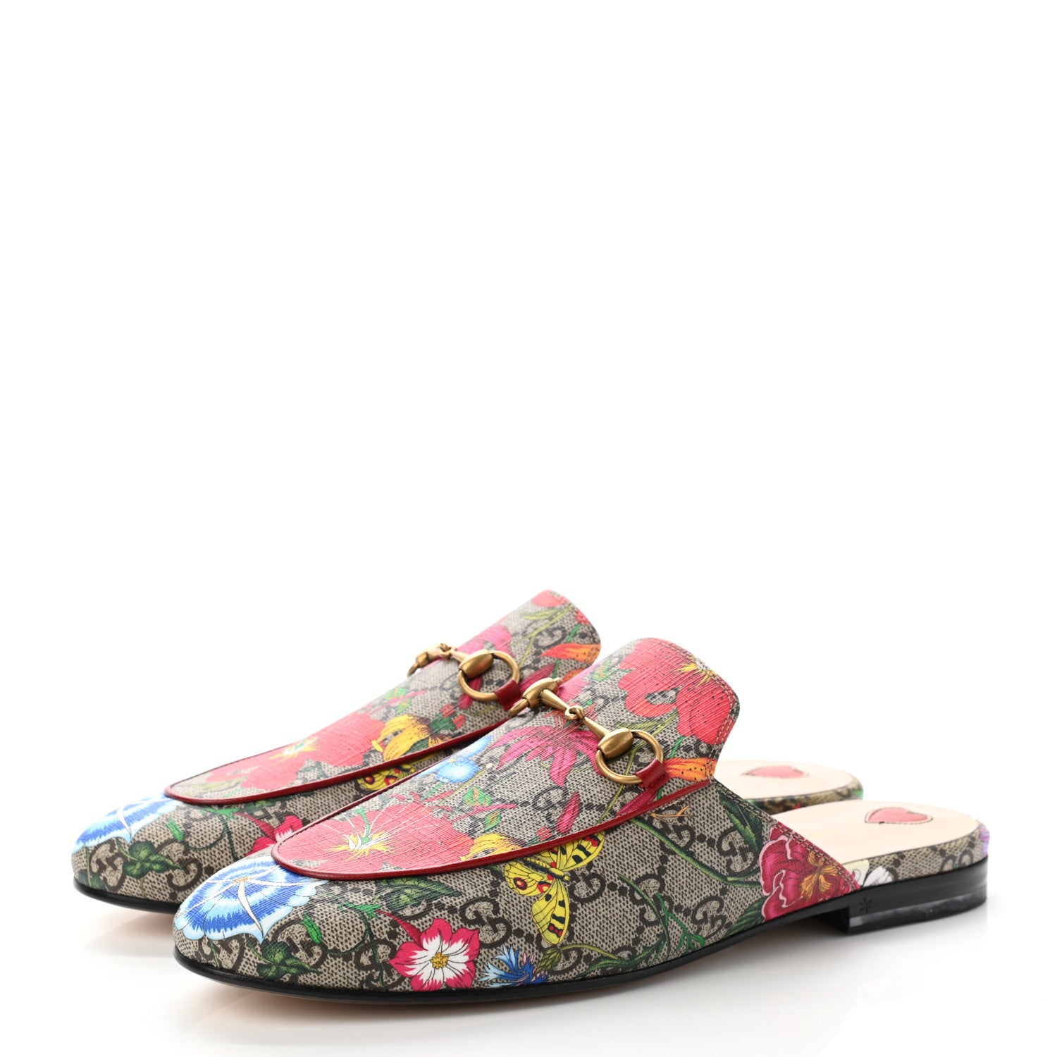 Gucci GG Supreme Monogram Flora Womens Princetown Slippers 39.5 Beige Ebony Multicolor Rosso 3 of 11
