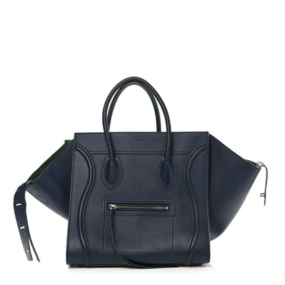 Celine Supple Calfskin Medium Phantom Luggage Navy Blue Green Trim 1 of 10