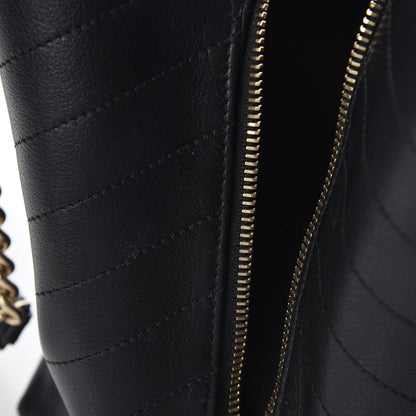 Chanel Calfskin Stitched Large Chevron Chic Shopping Bag Black 24 of 26