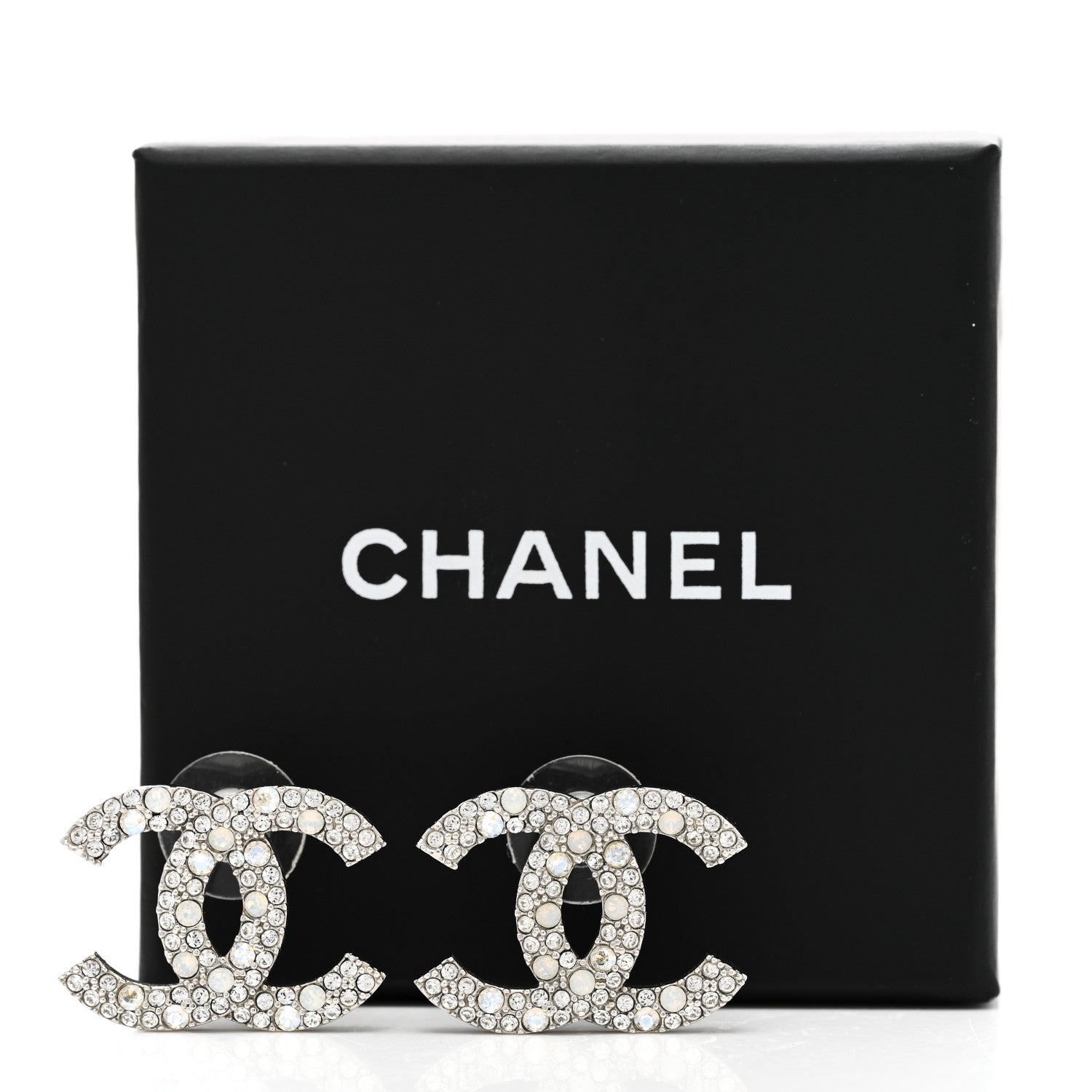Chanel Crystal Palais Garnier CC Earrings Silver 5 of 5