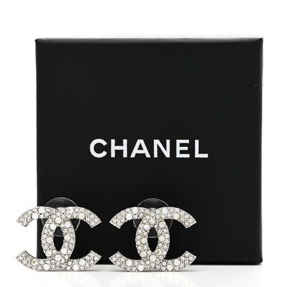 Chanel Crystal Palais Garnier CC Earrings Silver 5 of 5