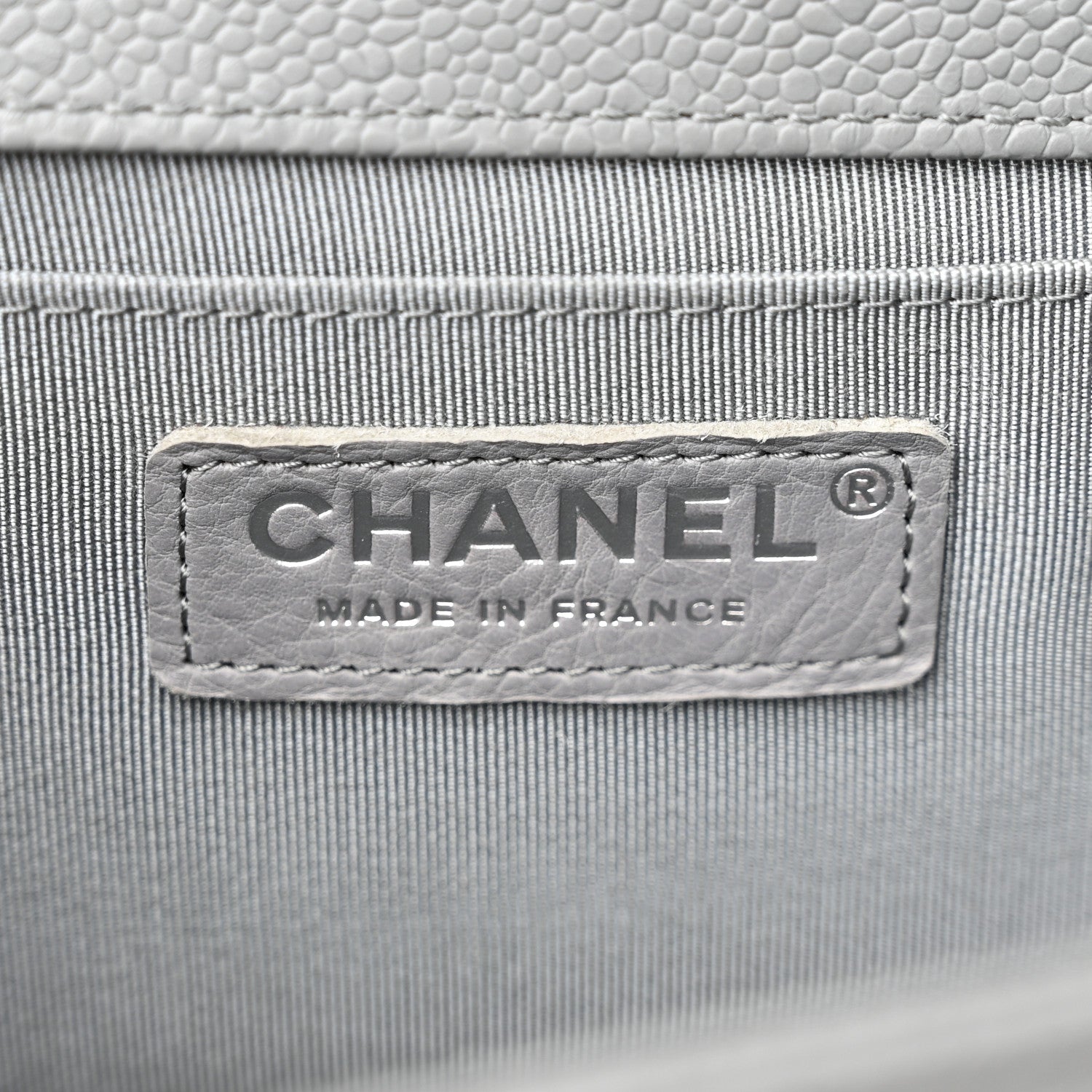 Chanel Caviar Chevron Quilted Medium Boy Flap Grey 6 of 14