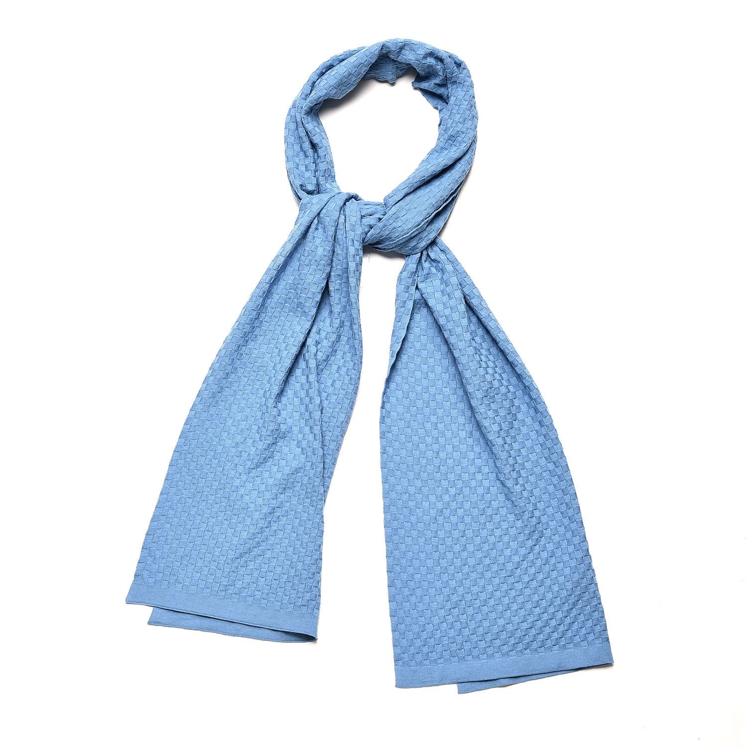 Louis Vuitton Cotton Cashmere Micro Damier Scarf Blue 1 of 5