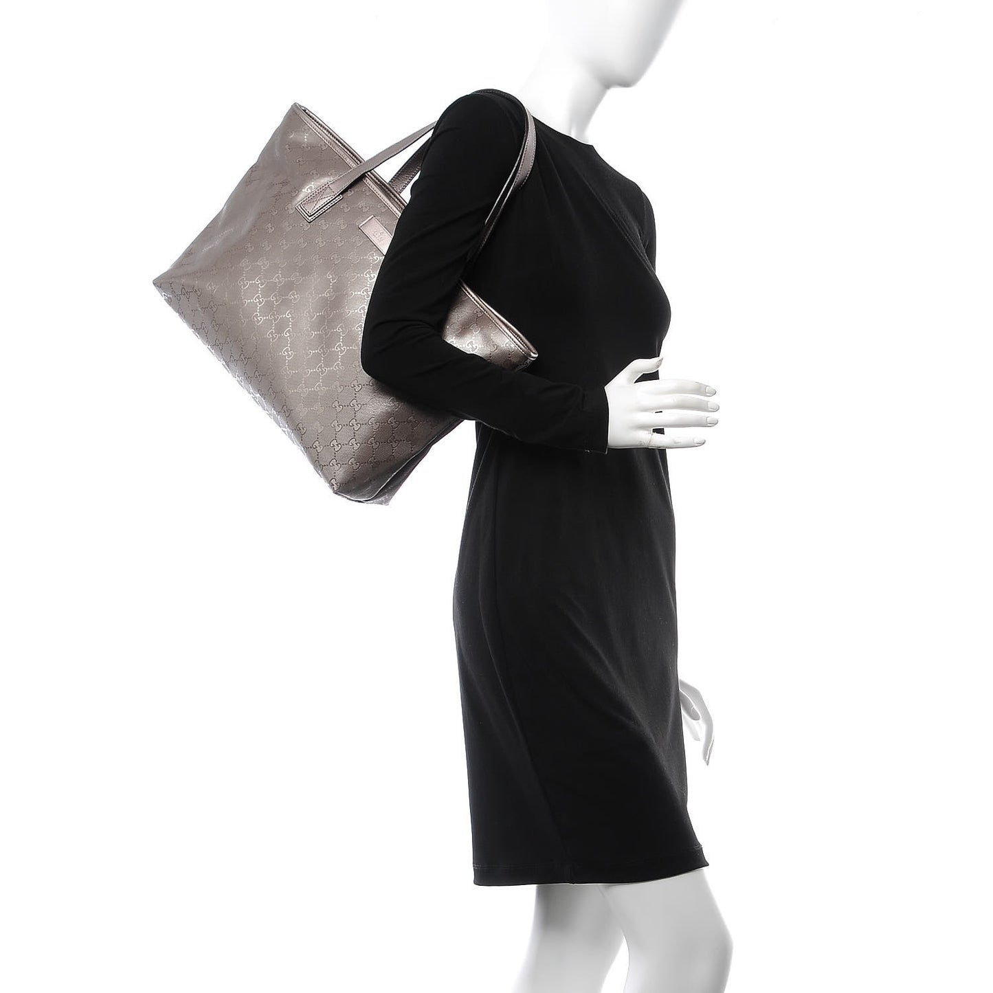 Imprime Monogram Medium Zippered Shopping Tote Pewter