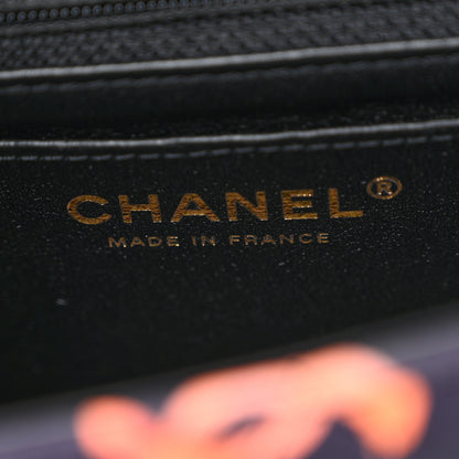 Chanel Printed Fabric Quilted Mini Rectangular Flap Black Pink Blue Yellow Orange 6 of 10