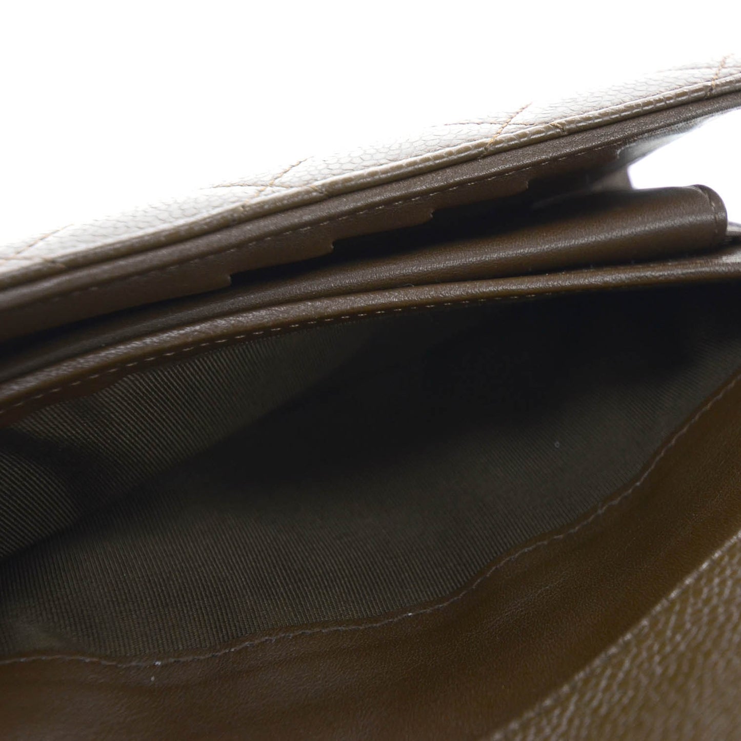 Caviar Quilted Large Flap Wallet Brown