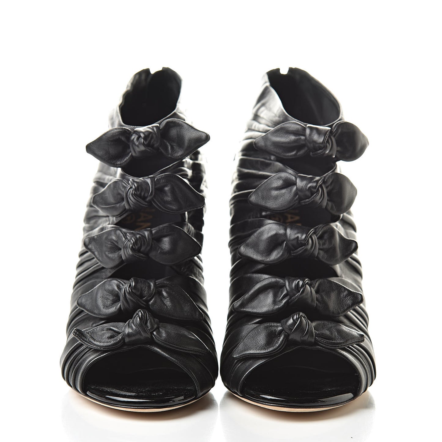 Lambskin Patent Bows Short Boots 40 Black