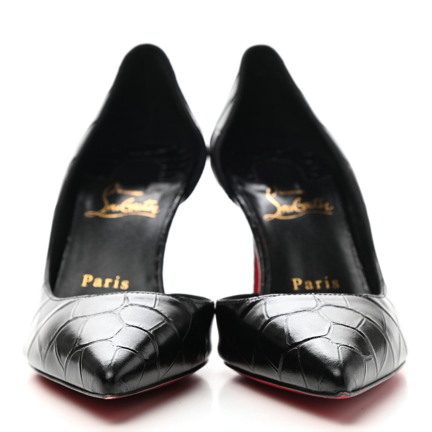 Crocodile Embossed Calfskin Iriza 100 Pumps 36 Black