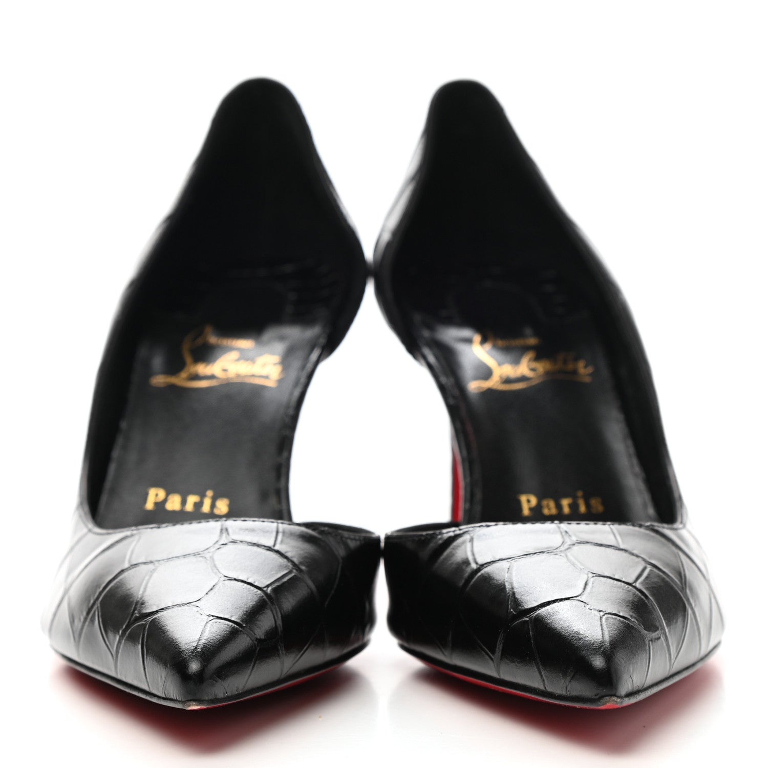 Christian Louboutin Crocodile Embossed Calfskin Iriza 100 Pumps 36 Black 2 of 9