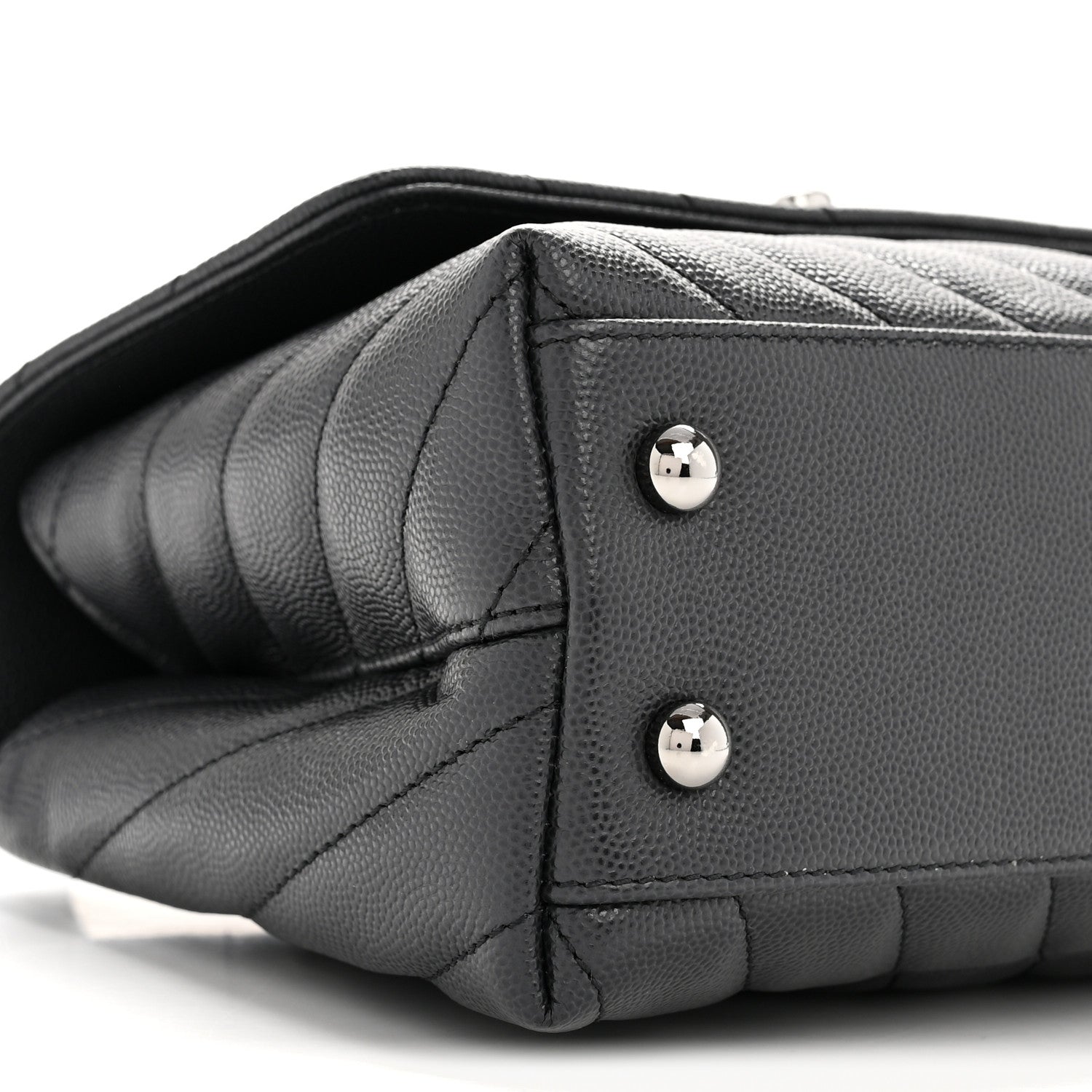 Chanel Caviar Chevron Quilted Mini Coco Handle Flap Dark Grey 9 of 10