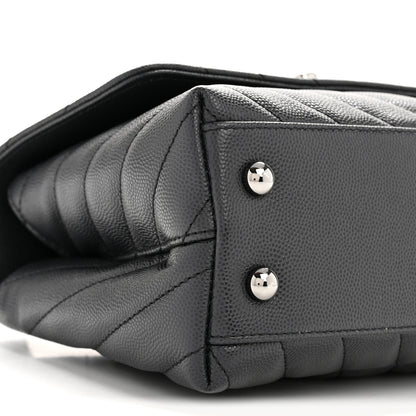 Chanel Caviar Chevron Quilted Mini Coco Handle Flap Dark Grey 9 of 10