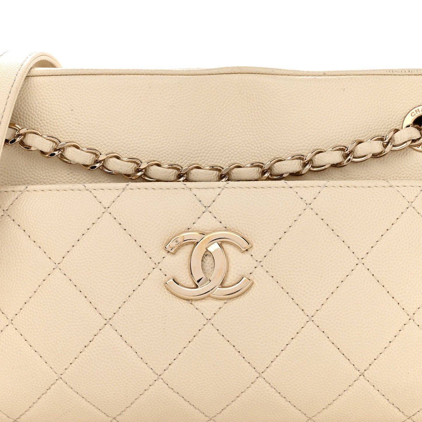 Caviar Quilted Small In & Out Camera Case White